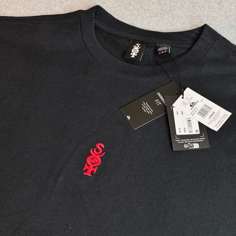 Quiksilver Mercury Surfers of Fortune SS Black T-Shirt with Red Logo Large